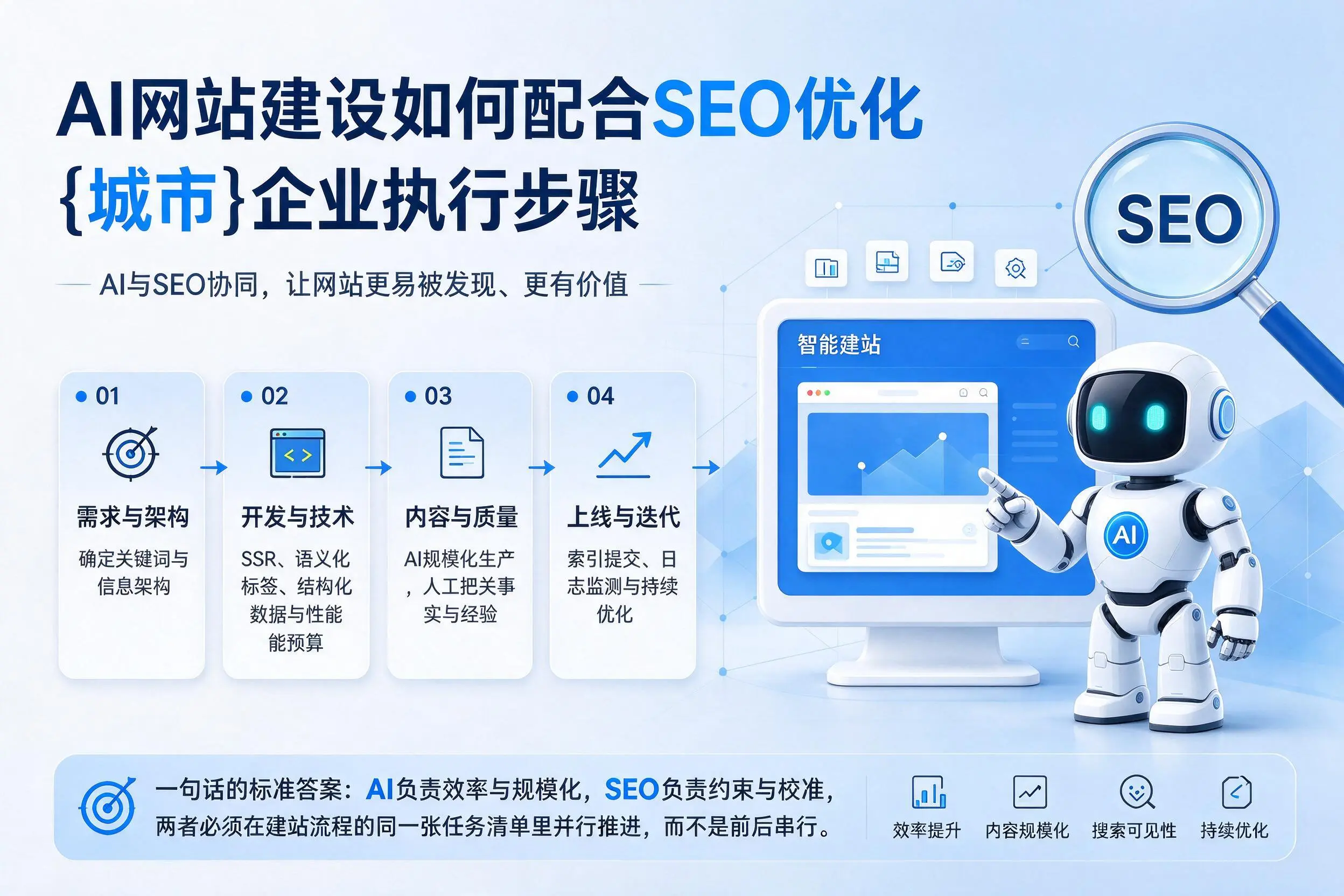 AI网站建设如何配合SEO优化,河南企业执行步骤
