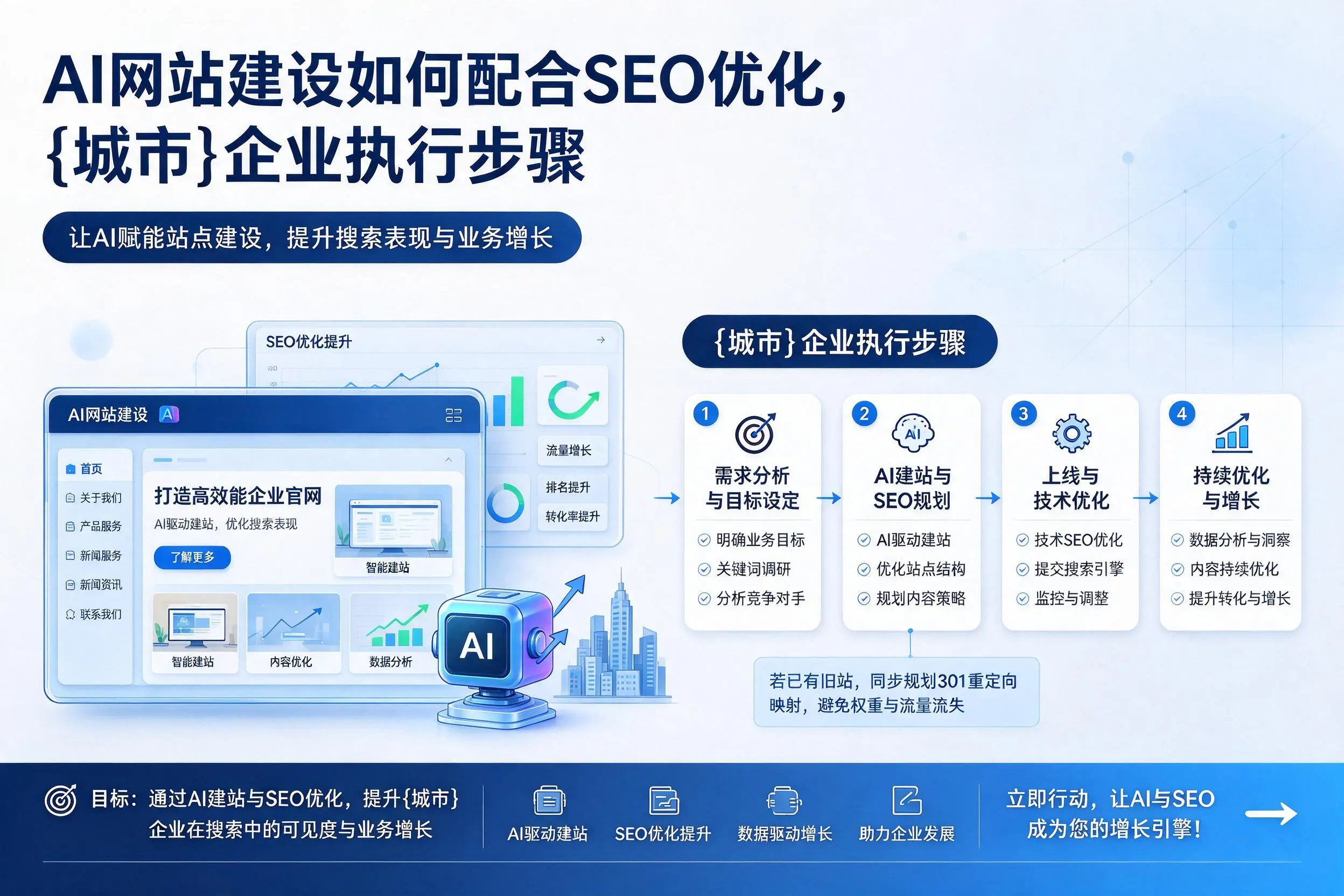AI网站建设如何配合SEO优化,河南企业执行步骤