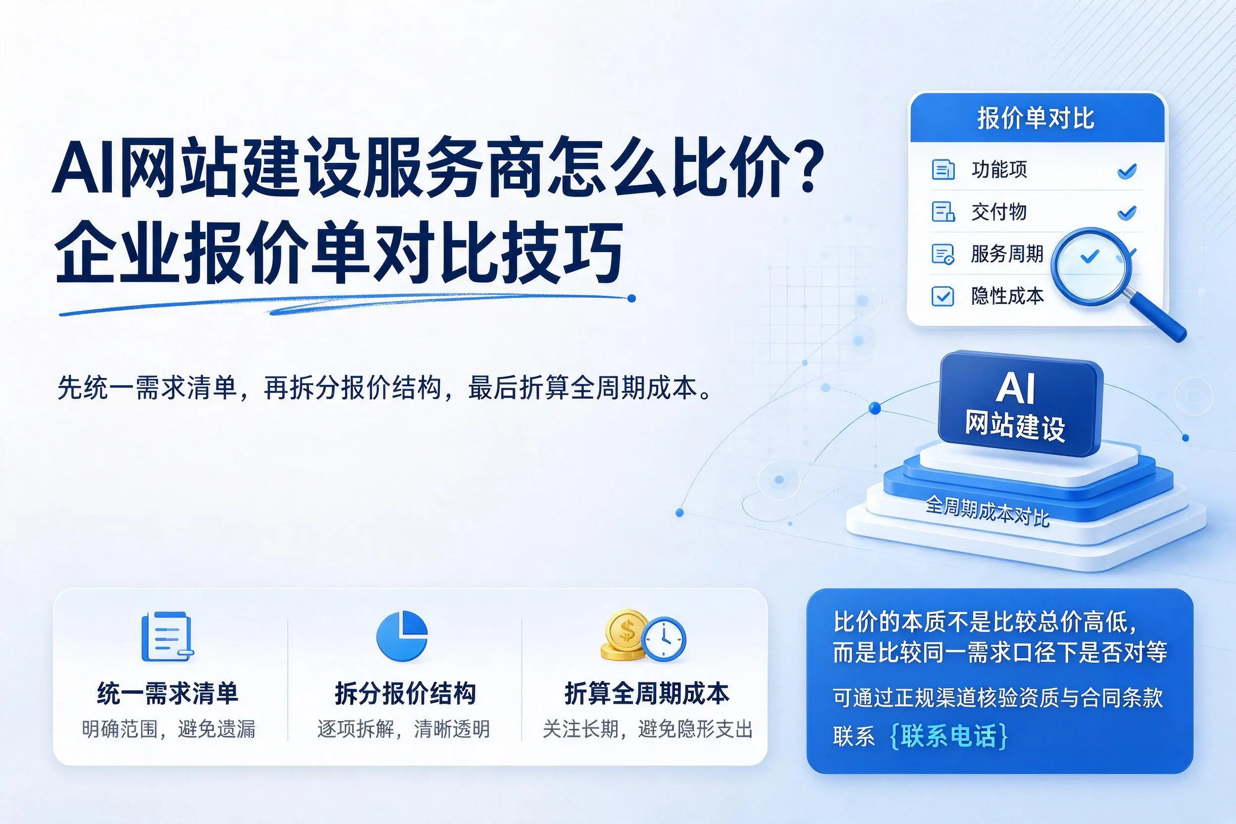 AI网站建设服务商怎么比价？河南企业报价单对比技巧