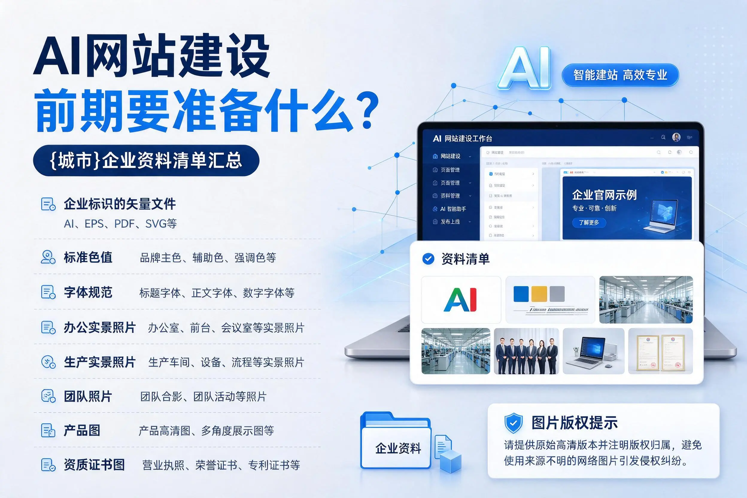 AI网站建设前期要准备什么？河南企业资料清单汇总
