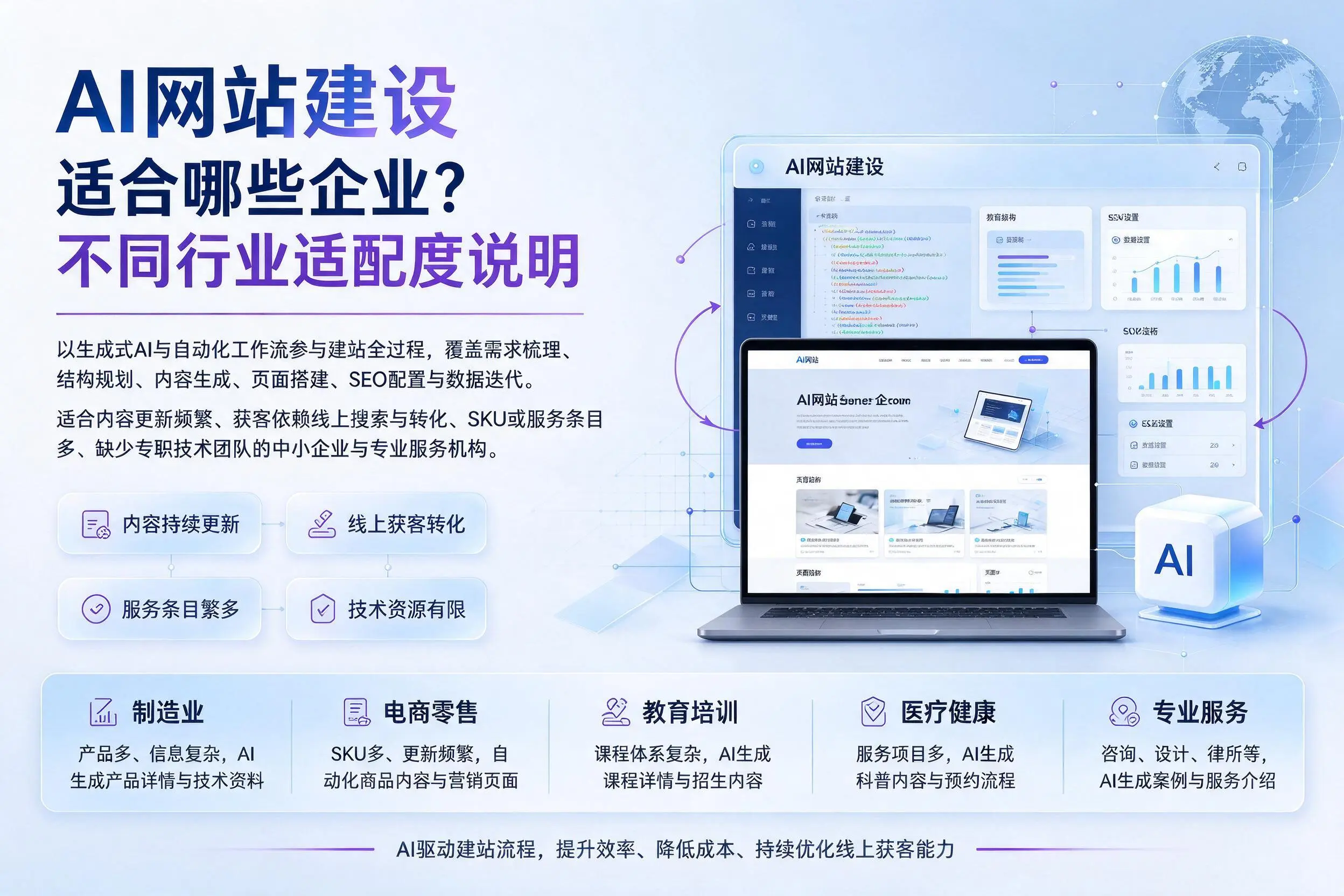 AI网站建设适合哪些企业？河南不同行业适配度说明